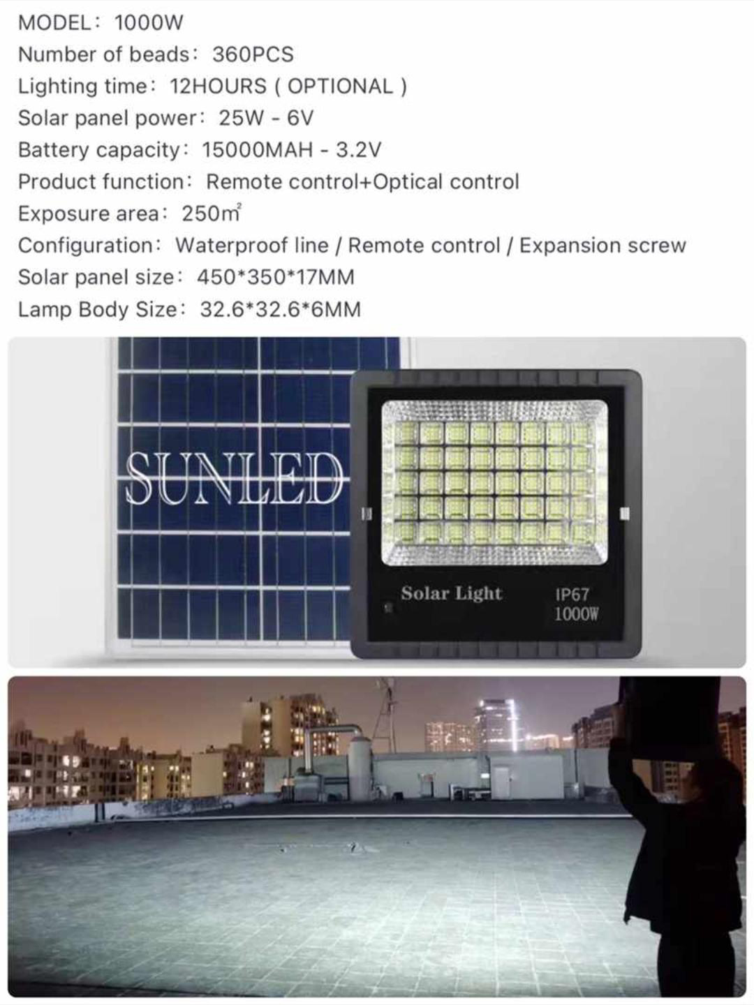 Lampu Sorot 1000 Watt LED Solar Cell